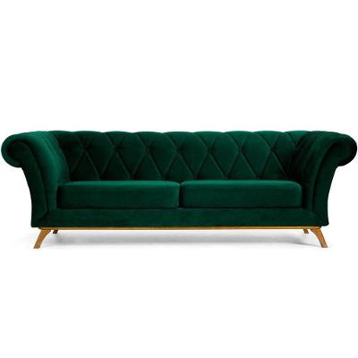 Sofá 3 Lugares Império 180 Cm Veludo Verde Musgo C-303
