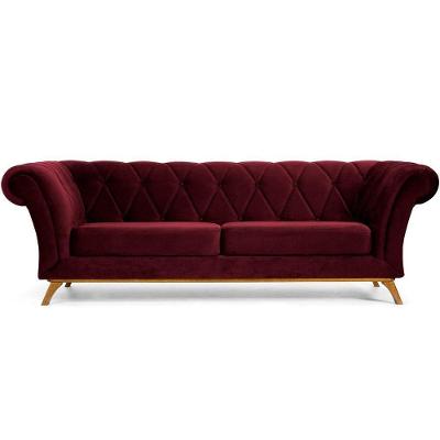 Sofá 3 Lugares Império 180 Cm Veludo Marsala C-278