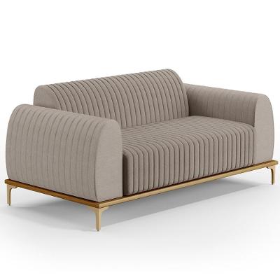Sofá 3 Lugares Molino 180 Cm Pés D'ouro Bege C-107