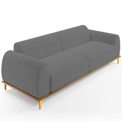 Sofá 03 Lugares Kiev 210 Cm Veludo Cinza C-317