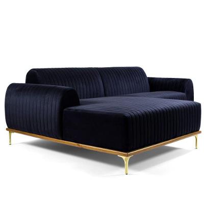Sofá 4 Lugares Com Chaise Molino 255cm Azul Marinho C-287