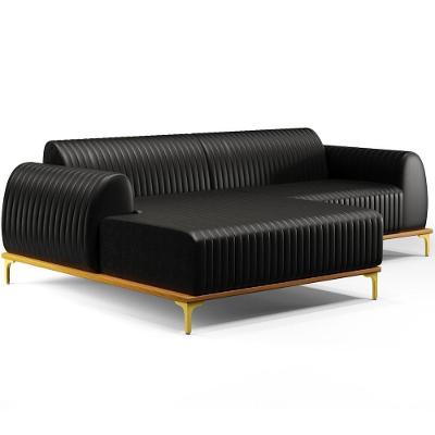 Sofá 4 Lugares Com Chaise Esquerdo Sala Estar 265cm Preto
