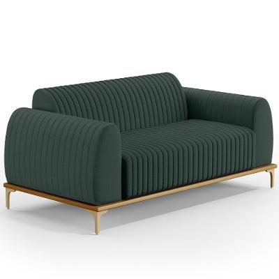Sofá 2 Lugares Molino 150 Cm Pés D'ouro Verde Musgo C-117