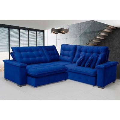 Sofá Manchester 2.63x2.63m De Canto, Retrátil E Reclinável - Azul