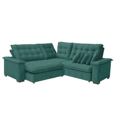 Sofá Manchester 2.63x2.63m De Canto, Retrátil E Reclinável - Verde