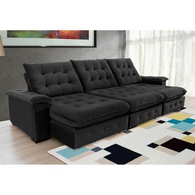 Sofá Coliseu 3.40m Retrátil E Reclinável Super Pillow - Preto