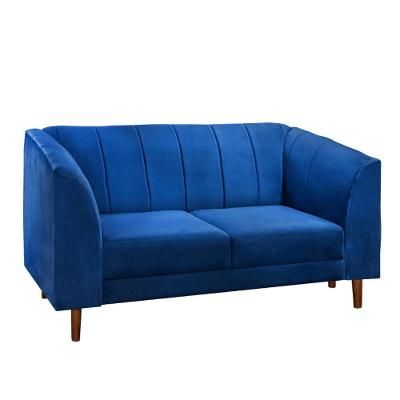Namoradeira Living Camel 2 Lugares Via Encanto Veludo Azul