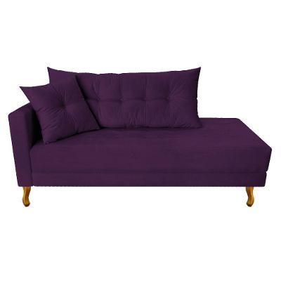 Recamier Azura 140cm Com Almofada Lado Direito Suede Cor Roxo
