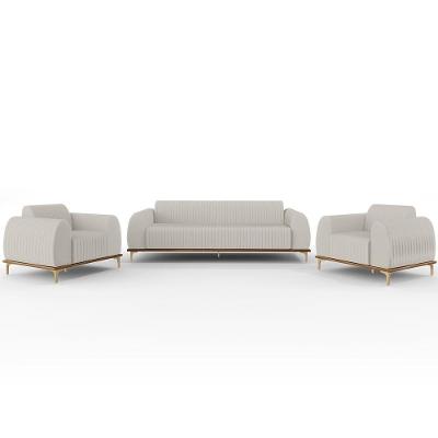 Kit Sofá 3 Lugares 180Cm Com 2 Poltronas Molino Cru C-443