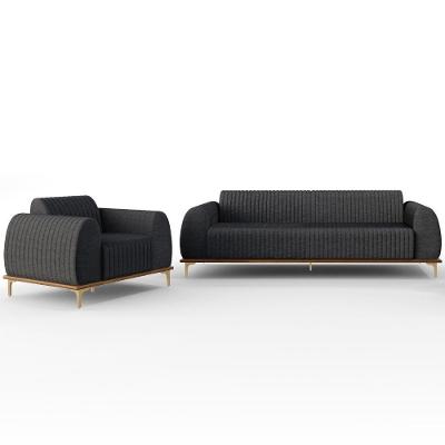 Kit Sofá 3 Lugares 210Cm Com Poltrona Cinza Escuro C-416