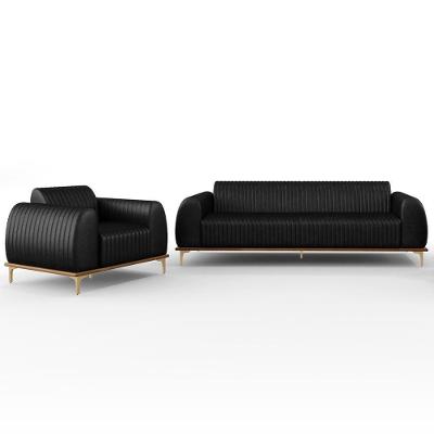 Kit Sofá 3 Lugares 180Cm Com Poltrona Molino Preto B-159