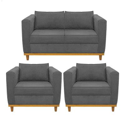 Kit Sofá 2 Lugares E 2 Poltronas Europa Corano Cinza