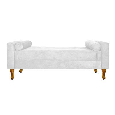 Recamier Baú Félix Solteiro 100cm Suede Branco