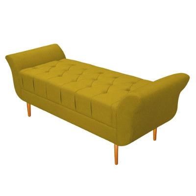 Recamier Estofado Ari 90Cm Solteiro Suede Amarelo Doce Sonho