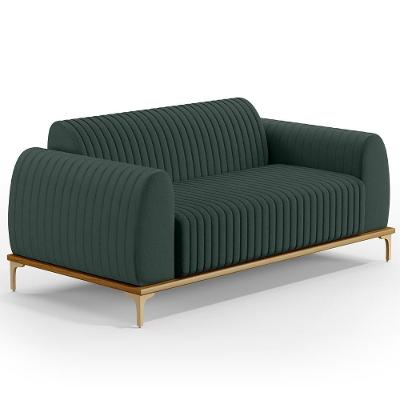 Sofá 3 Lugares Molino 180 Cm Pés D'ouro Verde Musgo C-117