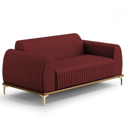 Sofá 3 Lugares Molino 180 Cm Pés D'ouro Marsala C-278