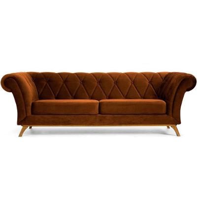 Sofá 3 Lugares Império 230 Cm Veludo Telha C-262