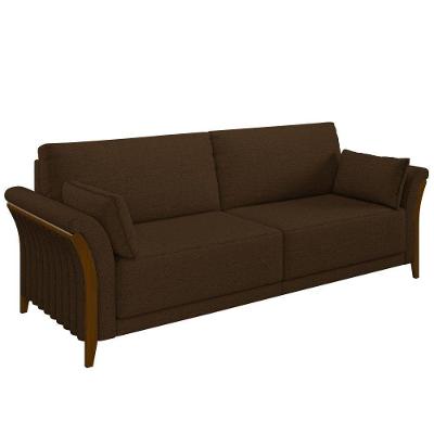 Sofá 3 Lugares 222cm Pés Madeira M22 Veludo Marrom