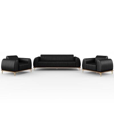 Kit Sofá 3 Lugares 180Cm Com 2 Poltronas Molino Preto B-159
