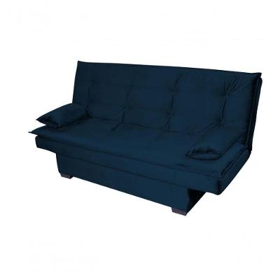 Sofá Cama Casal Reclinável Esmeralda - Veludo Azul Marinho