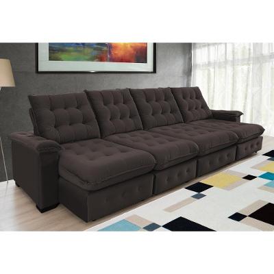 Sofá Coliseu 4.00m Retrátil E Reclinável Super Pillow - Marrom