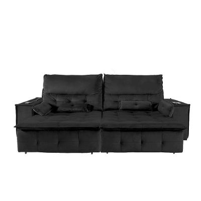 Sofá Fusion 2.80m Elétrico Com Usb E Vibro Massagem - Preto