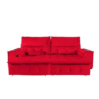 Sofá Fusion 2.60m Elétrico Com Usb E Vibro Massagem - Vermelho