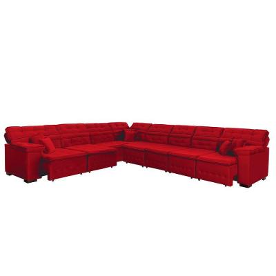Sofá Magno 3.97x4.57m De Canto, Retrátil E Reclinável - Vermelho