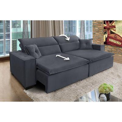 Sofá Londres 2.70m Retrátil E Reclinável Pillow Top - Chumbo