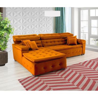 Sofá Orlando 2.20x1.90m Com Chaise, Retrátil E Reclinável - Terra