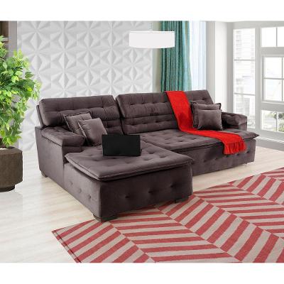 Sofá Orlando 2.20x1.90m Com Chaise, Retrátil E Reclinável - Marrom