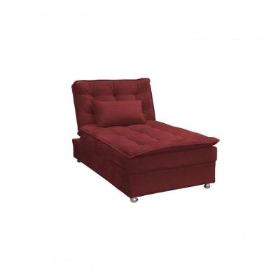 Sofá Cama Chaise 1 Lugar Penelope - Veludo Vinho