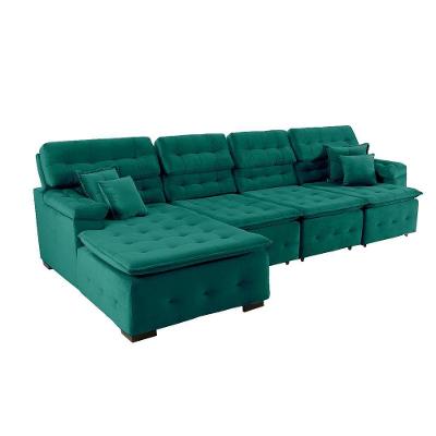 Sofá Orlando 3.45x2.10m Com Chaise, Retrátil E Reclinável - Verde