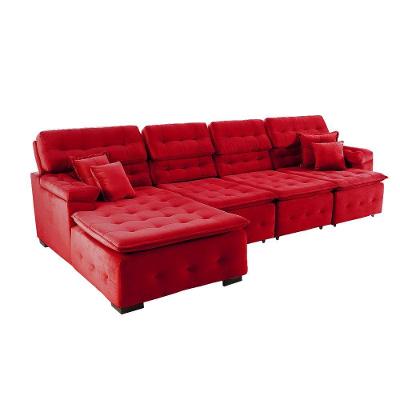 Sofá Orlando 3.45x1.50m Com Chaise, Retrátil E Reclinável - Vermelho