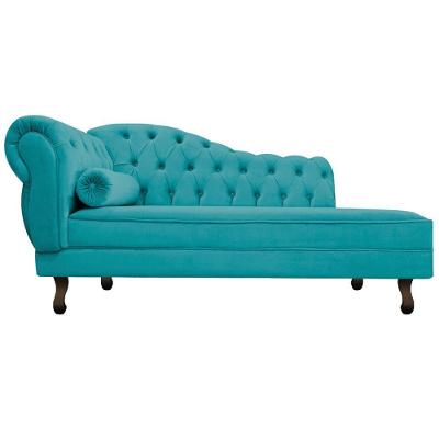 Diva Recamier Diana 130Cm Lado Direito Suede Azul Turquesa