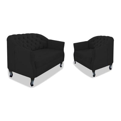 Kit Namoradeira E Poltrona Julia A02 Corano Preto