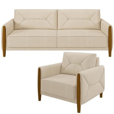 Kit Sofá 03 Lugares 220Cm Com Poltrona Berilo M03 Bege