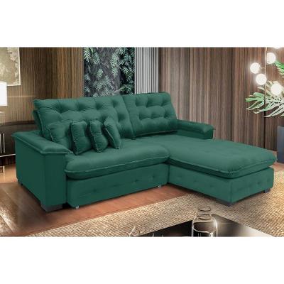 Sofá Berlin 2.65x2.10m Com Chaise Super Pillow Top - Verde