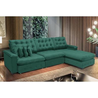 Sofá Berlin 3.85x1.70m Com Chaise Super Pillow Top - Verde
