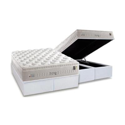 Cama Box Baú Queen: Colchão Molas MasterPocket Ensacadas Anjos   Impressione + Base CRC Courano White(158x198)