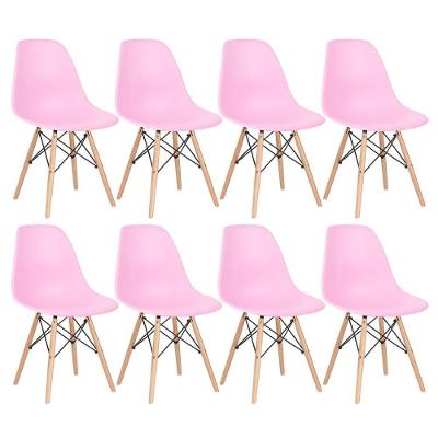 Kit 8 Cadeiras Charles Eames Eiffel Dsw Com Pés De Madeira Clara Rosa Claro