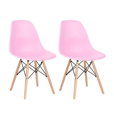 Kit 2 Cadeiras Charles Eames Eiffel Dsw Com Pés De Madeira Clara Rosa Claro