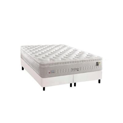 Cama Box Queen: Colchão Molas Anjos MasterPocket Ensacadas Impressione + Base CRC Courano Branco(158x198)