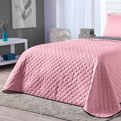 Cobre Leito Dual Color Rosa Cinza Queen 03 Peças Dupla Face