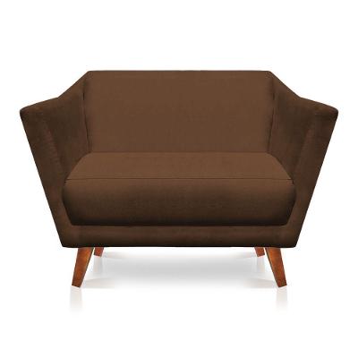 Namoradeira 2 Lugares Pérsia Suede Marrom Pés Chanfrado Castanho - Pallazio