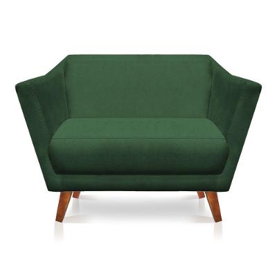 Namoradeira 2 Lugares Pérsia Suede Pés Chanfrado Castanho - Pallazio Cor Verde