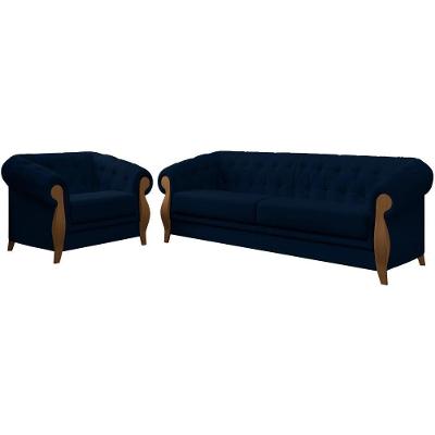 Kit Sofa E Poltrona Decorativa Murano Veludo Sl 948 Moll Sl 948