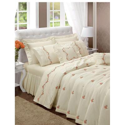 Cobre Leito Queen 200 Fios Bouquet Palha 6pçs