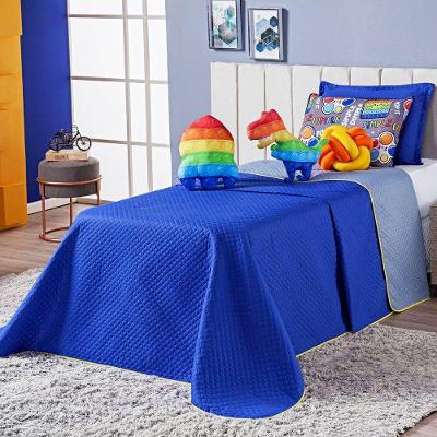 Cobre Leito Pop It Azul Dupla Face Almofadas Solteiro 6 Peça