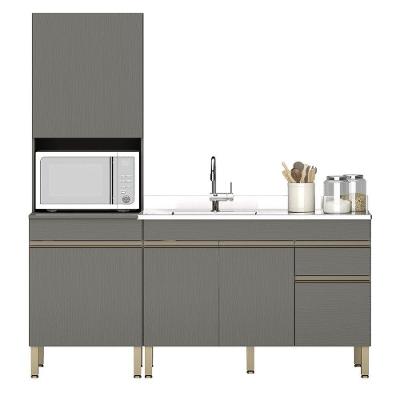 Paneleiro E Balcão Gabinete Com Pia 120cm Lina K02 Gris - Mpozenato